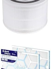 LEVOIT Core 300-P Air Purifier Replacement Filter, 3-In-1 Filter, 1 Pack, White + LEVOIT 16x25x1 AC Furnace Air Filter, MERV 11, 6-Month Pleated 1-Inch Electrostatic Air Cleaning Filter, 2 Pack 2