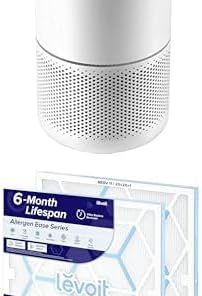 LEVOIT Air Purifier for Home, Core300-P, White + LEVOIT 20x20x1 AC Furnace Air Filter, MERV 11, 6-Month Pleated 1-Inch Electrostatic Air Cleaning Filter, 2 Pack 2