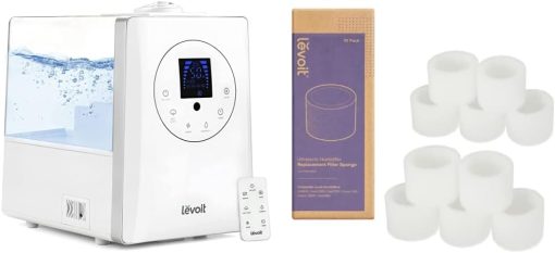 LEVOIT Humidifiers for Bedroom Large Room Home, 6L Warm and Cool Mist Ultrasonic Air Vaporizer White & 10-Pack Humidifier Replacement Filters, Capture Fine Particles in Water Tank White