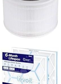 LEVOIT Core 300-P Air Purifier Replacement Filter, 3-In-1 Filter, 1 Pack, White + LEVOIT 20x20x1 AC Furnace Air Filter, MERV 11, 6-Month Pleated 1-Inch Electrostatic Air Cleaning Filter, 2 Pack