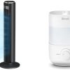 LEVOIT Tower Fan for Bedroom, 25ft/s Velocity 28dB Bladeless Oscillating Fan with 90° & Top Fill Humidifiers for Bedroom, 2.5L Tank for Large Room, Easy to Fill & Clean 3