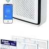 LEVOIT Air Purifier for Home Bedroom, Core 200S-P, White + LEVOIT 16x25x1 Air Filter, MERV 11, 6-Month Pleated 1-Inch Electrostatic AC Furnace Air Cleaning Filter, 2 Pack 3