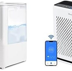 LEVOIT OasisMist Smart Cool and Warm Mist Humidifiers for Bedroom Large Room Home, White & Air Purifiers for Home Large Room Bedroom, H13 True HEPA Filter, Vital100S, White