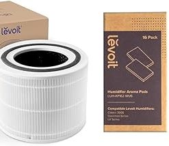 LEVOIT Core 300 Air Purifier Replacement Filter, 3-In-1 Filter, Efficiency Activated Carbon & Aroma Pads 16 Pack, Humidifier Replacement Filters, Compatible with LV600S, Classic300S