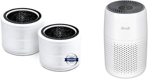 LEVOIT Air Purifier Replacement Filter, 3-in-1 True HEPA, 2 Pack, White & Air Purifiers for Bedroom Home, HEPA Filter Cleaner with Fragrance Sponge, White