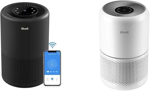 LEVOIT Air Purifiers for Home Large Room, Smart WiFi Alexa Control, H13 True HEPA Filter, Black,1 Pack & Air Purifier for Home Allergies Pets Hair in Bedroom, H13 True HEPA Filter, White