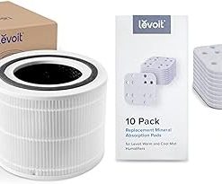 LEVOIT Core 300 Air Purifier Replacement Filter, 3-In-1 Filter, Efficiency Activated & Humidifier Replacement Filters 10-Pack, Mineral Absorption Pad, Compatible with LV600S