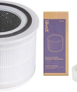 LEVOIT Core 300 Air Purifier Replacement Filter, 3-in-1 True HEPA, 1 Pack, White & 10-Pack Top Fill Humidifier Replacement Filters, Capture Fine Particles to Improve Humidification Efficiency, White