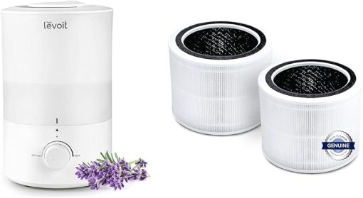 LEVOIT Humidifiers for Bedroom, Quiet (3L Water Tank) Cool Mist Top Fill Essential Oil Diffuser & Core 200S Air Purifier Replacement Filter, 3-in-1 Filter, High-Efficiency Activated Carbon