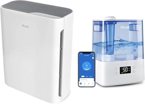 LEVOIT Air Purifiers for Home Large Room, HEPA Filter Cleaner with Washable Filter & Classic300S Ultrasonic Smart Top Fill Humidifier, Extra Large 6L Tank for Whole Family, APP