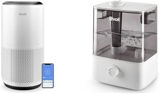LEVOIT Air Purifiers for Home Large Room Up to 1980 Ft² in 1 Hr With Air Quality Monitor & Classic300 Ultrasonic Top Fill Humidifier, Extra Large 6L Tank Last 60-Hour - Super Quiet