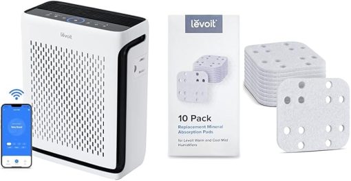 LEVOIT Air Purifiers for Home Large Room Bedroom Up to 1110 Ft² & Humidifier Replacement Filters 10-Pack, Mineral Absorption Pad