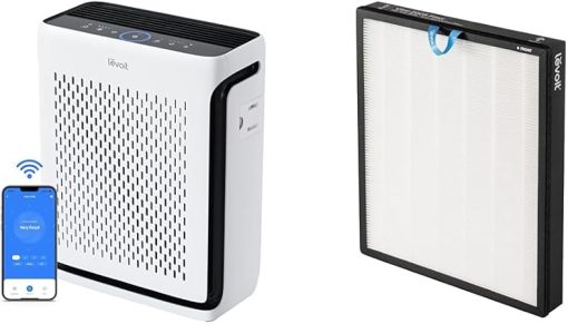 LEVOIT Air Purifiers for Home Large Room Bedroom Up to 1110 Ft² & Vital 200S Air Purifier Replacement, 3-in-1 True HEPA, High-Efficiency Activated Carbon Filter, Vital 200S-RF, 1 Pack, White