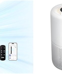 LEVOIT 42'' Smart Oscillating Tower Fan Bundle with Air Purifier for Large Rooms, Compatible with Alexa, White