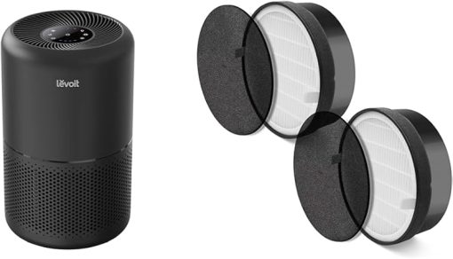 LEVOIT Air Purifier for Home Allergies Pets Hair in Bedroom & LV-H132 Air Purifier Replacement Filter, 3-in-1 Nylon Pre-Filter, HEPA Filter, High-Efficiency Activated Carbon Filter, LV-H132-RF, 2 Pack