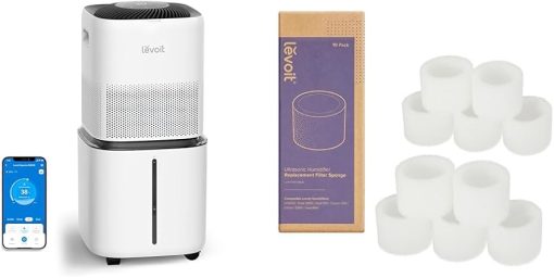 LEVOIT 6000S Smart Whole House Humidifiers, 6 Gal, 72-Hour, for 3000ft2, 10 Replacement Filters, Evaporative Tech, Quiet Sleep Mode