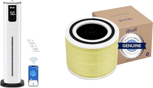 LEVOIT OasisMist 1000S (10L) Smart Humidifier for Home Large Room Bedroom & Core 300 Air Purifier Pet Allergy Replacement Filter