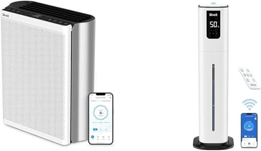 LEVOIT Air Purifiers for Home Large Room with Washable Filter, 3-Channel Air Quality Monitor & OasisMist 1000S (10L) Smart Humidifier for Home Large Room Bedroom, Last 100 Hours