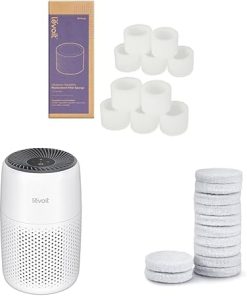 LEVOIT Top Fill Humidifier Replacement Filters & Air Purifiers for Bedroom Home, 3-in-1 Filter Cleaner & Air Purifier Core Mini/LV-H128 Aroma Pads 12pack Essential Oil Replacement