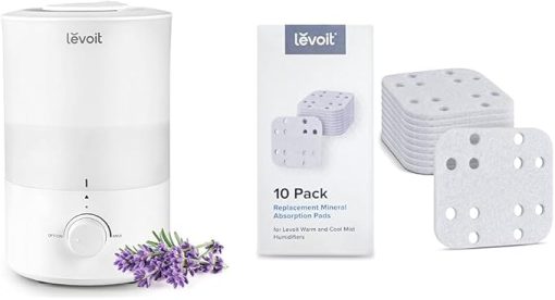 LEVOIT Humidifiers for Bedroom, Quiet (3L Water Tank) Cool Mist Top Fill Essential Oil Diffuser & Humidifier Replacement Filters 10-Pack, Mineral Absorption Pad, Compatible with LV600S