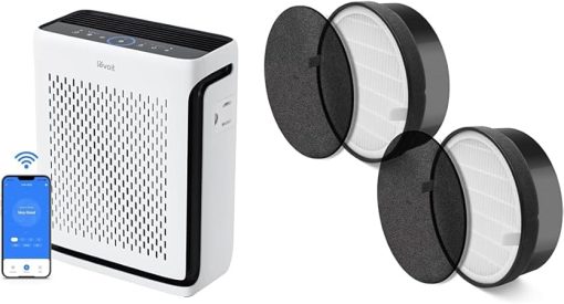 Levoit Air Purifiers for Home Large Room Bedroom Up to 1110 Ft2 with Air Quality Sensors Smart WiFi App Control Washable Filters HEPA for Pets Dust Pollen Allergies Plus 2 Pack Replacement Filters