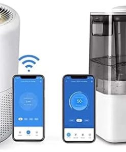 LEVOIT Humidifiers for Bedroom Large Room Home, Gray & Air Purifiers for Home, Smart WiFi Alexa Control, H13 True HEPA Filter, 24db Quiet Cleaner for Bedroom with Display off, Core 200S
