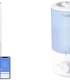 LEVOIT Air Purifiers for Home Large Room Up to 1980 Ft² in 1 Hr With Air Quality Monitor & Dual 150 Humidifiers for Bedroom Large Room, 3L Cool Mist Top Fill Essential Oil Diffuser