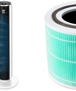 LEVOIT Tower Fan for Bedroom, 25ft/s Velocity 28dB Cooling Fan with Remote, Bladeless and 90° Oscillating & Core 300 Air Purifier Toxin Absorber Replacement Filter, 3-in-1 HEPA, High-Efficiency