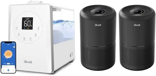 LEVOIT LV600S Smart Warm and Cool Mist Humidifiers for Home Bedroom Large Room, (6L) & Air Purifier for Home Allergies Pets Hair in Bedroom, Covers Up to 1095 Sq.Foot Powered