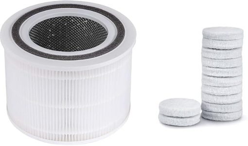LEVOIT Core 300 Air Purifier Replacement Filter, 3-in-1 True HEPA, 1 Pack, White & Air Purifier Core Mini/LV-H128 Aroma Pads 12pack Essential Oil Replacement
