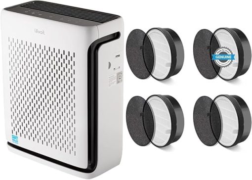 LEVOIT Air Purifiers for Home Large Room Bedroom Up to 1110 Ft² with Air Quality & LV-H132 Air Purifier Replacement Filter, 3-in-1 Nylon Pre-Filter, HEPA Filter, High-Efficiency