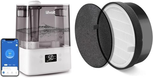LEVOIT Humidifiers for Bedroom Large Room Home, (6L) Cool Mist Top Fill Essential Oil Diffuser & LV-H132 Air Purifier Replacement Filter, 3-in-1 Nylon Pre-Filter, HEPA Filter