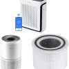 LEVOIT Air Purifier for Home Large Room, White & Air Purifiers for Bedroom Home, White & Air Purifier Core Mini/LV-H128 Aroma Pads 12pack Essential Oil Replacement 4