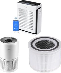 LEVOIT Air Purifiers & Air Purifier for Home Allergies Pets Hair in Bedroom, White & Core 300 Air Purifier Replacement Filter, 3-In-1 HEPA, High-Efficiency Activated Carbon, Core300-RF, 1 Pack, White