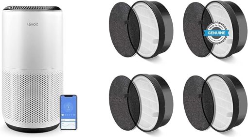 LEVOIT Air Purifiers for Home Large Room Up to 1980 Ft² in 1 Hr With Air Quality Monitor & LV-H132 Air Purifier Replacement Filter, 3-in-1 Nylon Pre-Filter, HEPA Filter