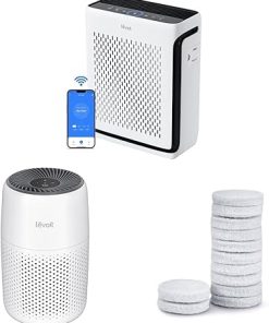 LEVOIT Air Purifiers & Air Purifiers for Bedroom Home, HEPA Filter Cleaner with Fragrance Sponge, White & Air Purifier Core Mini/LV-H128 Aroma Pads 12pack Essential Oil Replacement