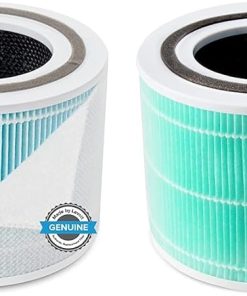 LEVOIT Air Purifier Smoke Remover Replacement Filter, Blue, 1 Count (Pack of 1) & Core 300 Air Purifier Toxin Absorber Replacement Filter, 3-in-1 True HEPA, 1 Pack, Green