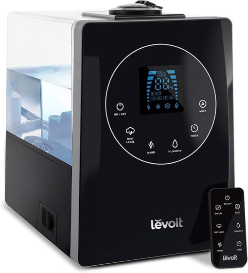 LEVOIT Humidifiers for Large Room Bedroom (6L), Black & Humidifiers for Bedroom Large Room Home, 6L Top Fill Cool Mist Air Ultrasonic for Plants Indoor with Essential Oils Diffuser, Gray - Image 2
