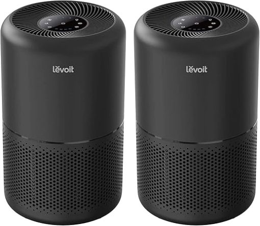 LEVOIT Air Purifier for Home Allergies Pets in Bedroom, Covers Up to 1074 ft² by 56W High Torque Motor, AHAM VERIFIDE, 3-in-1 Filter, HEPA Sleep Mode, Remove Dust Smoke Odor, Core300-P, Black, 2 Pack