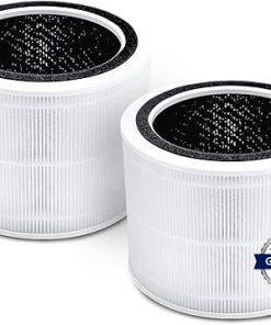 LEVOIT Air Purifier Replacement Filter, 3-in-1 True HEPA, 2 Pack, White & Air Purifiers for Bedroom Home, HEPA Filter Cleaner with Fragrance Sponge, White 2