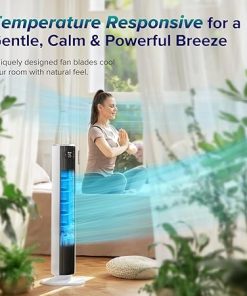 LEVOIT Tower Fan for Bedroom, Standing Fan with 28dB Quiet for Sleep, Remoter, 12H Timer, 25ft/s Velocity, 5 Speeds, 4 Modes, 90° Oscillation for Home, Office, Indoor, Bladeless 36 inch, White 2