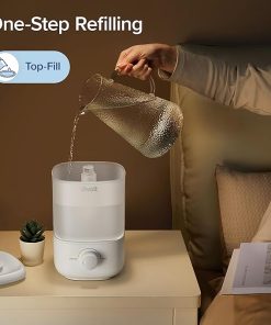 LEVOIT Top Fill Humidifiers for Bedroom, 2.5L Tank for Large Room, Easy to Fill & Clean, 28dB Quiet Cool Mist Air Humidifier for Home Baby Nursery & Plants, Auto Shut-off and BPA-Free for Safety, 25H 2
