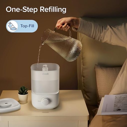 LEVOIT Top Fill Humidifiers for Bedroom, 2.5L Tank for Large Room, Easy to Fill & Clean, 28dB Quiet Cool Mist Air Humidifier for Home Baby Nursery & Plants, Auto Shut-off and BPA-Free for Safety, 25H - Image 2