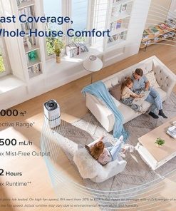 LEVOIT Superior 6000S Smart Evaporative Humidifiers for Home Whole House up to 3000ft², 6 Gal, Last 72-Hour, Premium Filter, Dry Mode, Wheels & Water Fill Hose & Foldable Storage – Quiet Sleep Mode 2