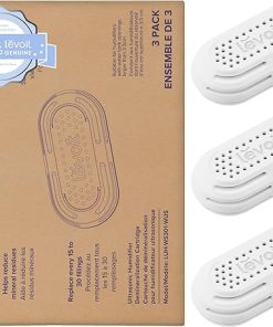 LEVOIT 3-Pack Humidifier Demineralization Cartridge, Compatible with All LEVOIT Top Fill Humidifiers, Calcium and Magnesium Ion Softening, Ultrasonic Welding Design, APP Reminder, White
